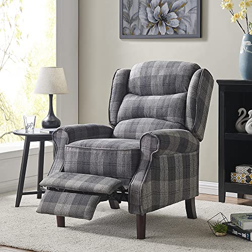 Beige or Grey Tartan Armchair Recliner