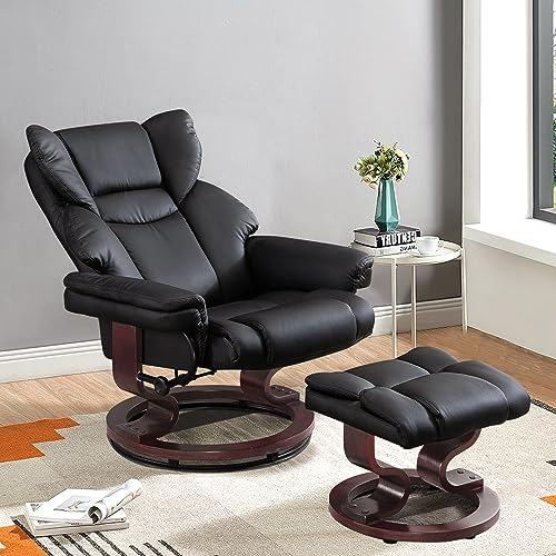 Ergonomic Recliner Chair with Footstool, Black