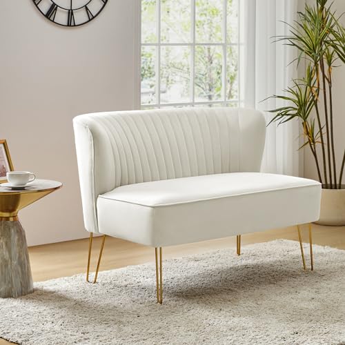 Velvet 2-Seater Loveseat Sofa with Gold Legs