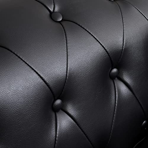 Bravich Black Leather Chesterfield 3-Seater Sofa