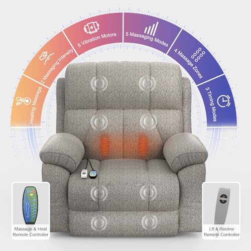 YONISEE Elderly Recliner Chair with Massage & Heat