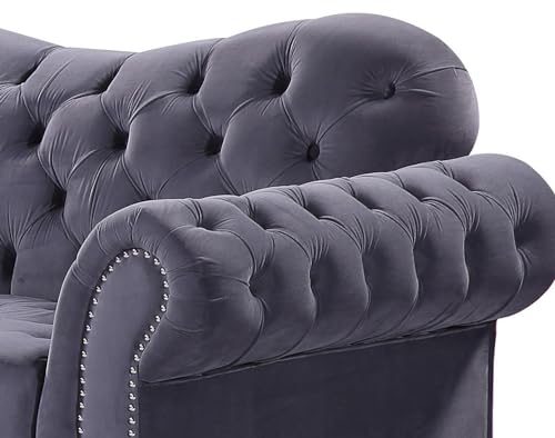 Graphite Grey Velvet Chesterfield Sofa Collection