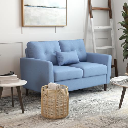 Light Blue Tufted 2-Seater Loveseat Sofa