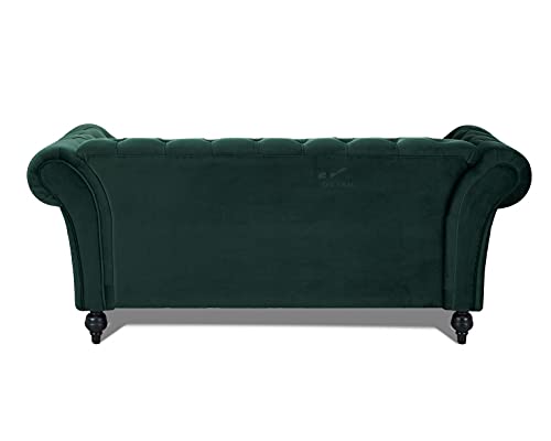 Velvet Chesterfield Curved Sofa – 3 Seater Green