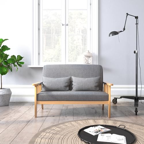 Mondeer Modern 2-Seater Sofa, Dark Grey Linen