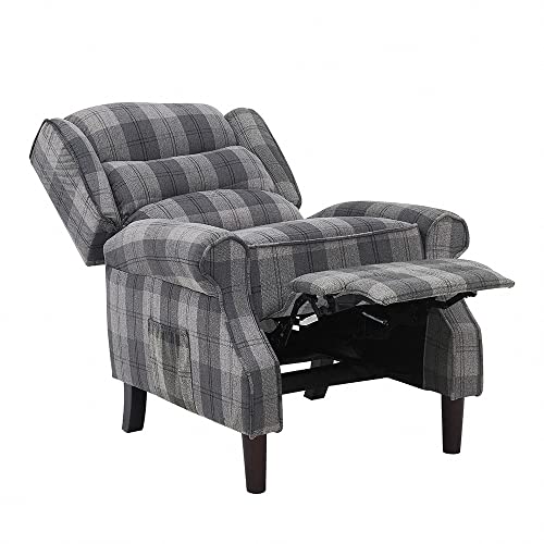 Beige or Grey Tartan Armchair Recliner