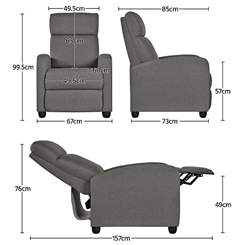Gray Adjustable Recliner Armchair for Living Room
