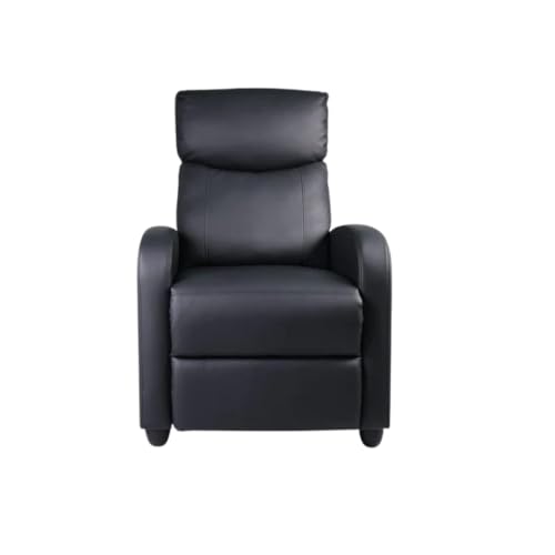 EVRE Black Leather Recliner Armchair with Adjustable Leg Rest