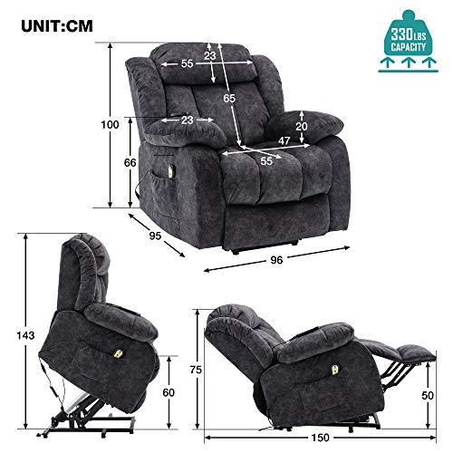 BTM Power Massage Lift Recliner Chair - Gray
