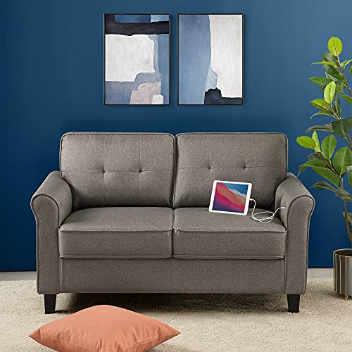 Zinus Sayan Mid-Century Loveseat with USB Ports
