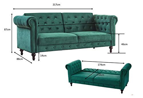 Vintage Velvet Chesterfield Three Seater Sofa Bed