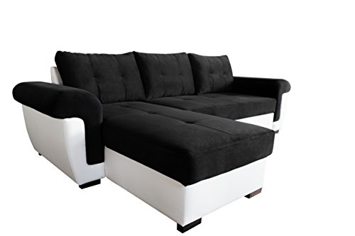 Black Corner Sofa Bed with Storage