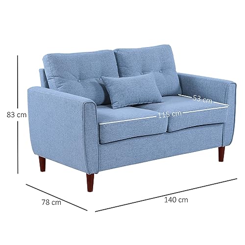 Light Blue Tufted 2-Seater Loveseat Sofa