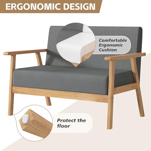 Grey 2-Seater Upholstered Sofa for Living Room