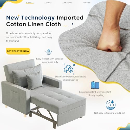 YODOLLA 3-in-1 Convertible Sleeper Chair Bed