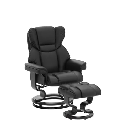 Ergonomic Recliner Chair with Footstool, Black