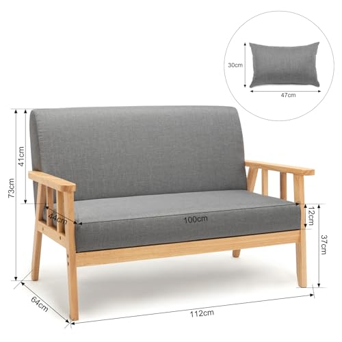 Mondeer Modern 2-Seater Sofa, Dark Grey Linen