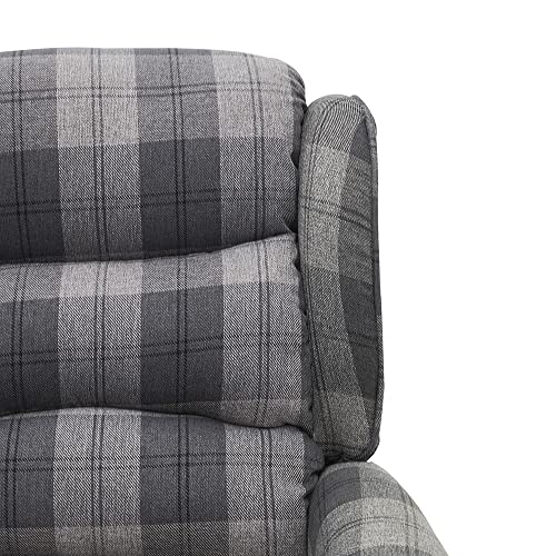 Beige or Grey Tartan Armchair Recliner
