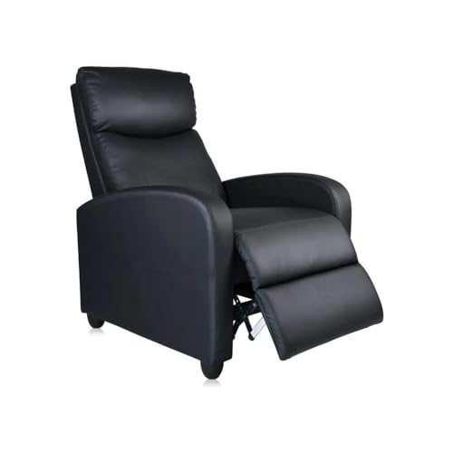 EVRE Black Leather Recliner Armchair with Adjustable Leg Rest