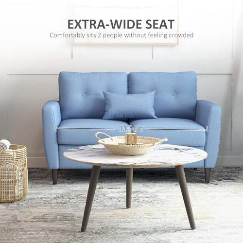 Light Blue Tufted 2-Seater Loveseat Sofa