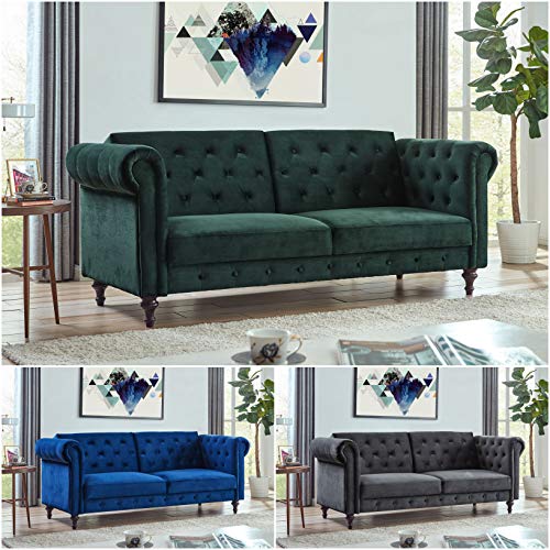 Vintage Velvet Chesterfield Three Seater Sofa Bed