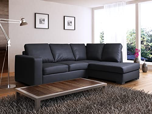 Westpoint Venice Black Faux Leather Corner Sofa