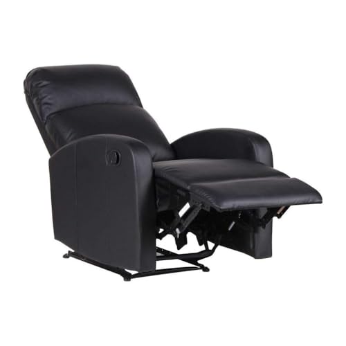 EVRE Black Leather Recliner Armchair with Adjustable Leg Rest