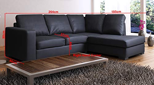 Westpoint Venice Black Faux Leather Corner Sofa