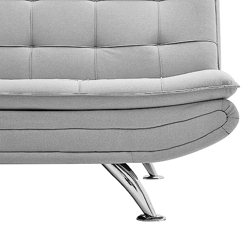 Light Grey 3-Seater Fabric Sofa Bed Recliner