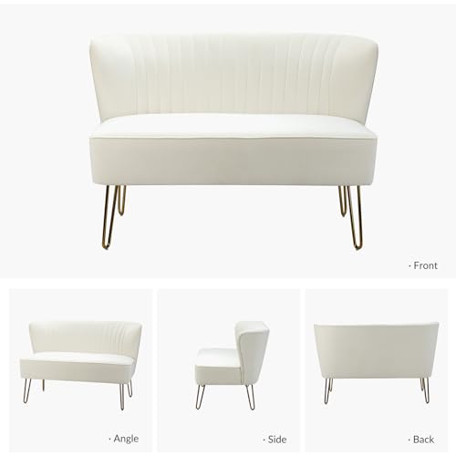 Velvet 2-Seater Loveseat Sofa with Gold Legs