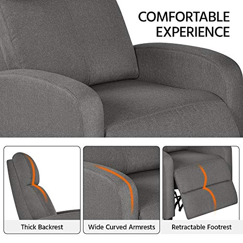 Gray Adjustable Recliner Armchair for Living Room