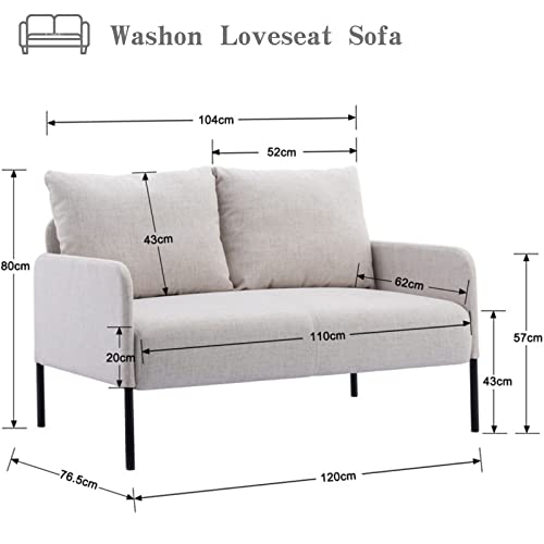 Beige Compact Modern 2-Seater Loveseat Sofa