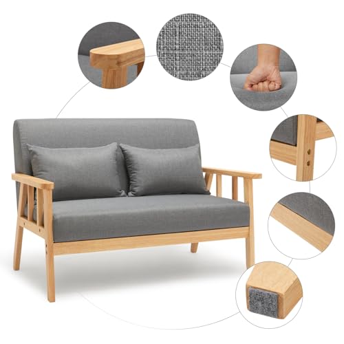 Mondeer Modern 2-Seater Sofa, Dark Grey Linen