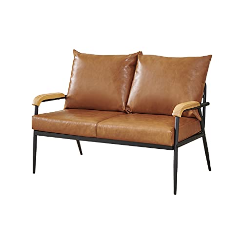 Light Brown PU Leather 2 Seater Sofa Couch