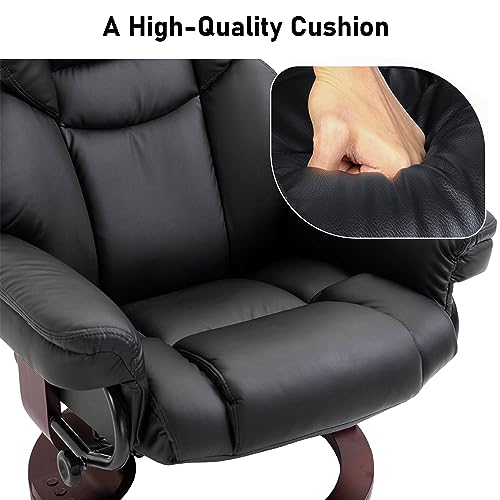 Ergonomic Recliner Chair with Footstool, Black