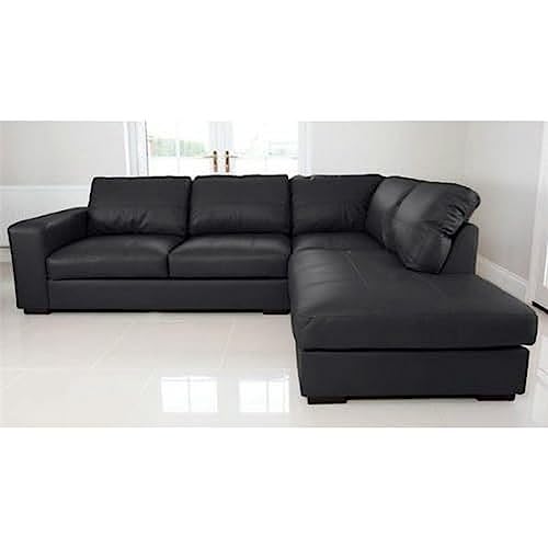 Large Black PU Leather Right-Hand Corner Sofa