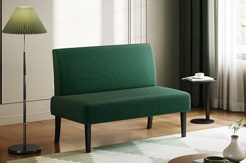 Green Modern 2-Seater Loveseat Sofa with Wood Legs