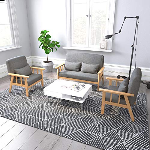 Mondeer Modern 2-Seater Sofa, Dark Grey Linen