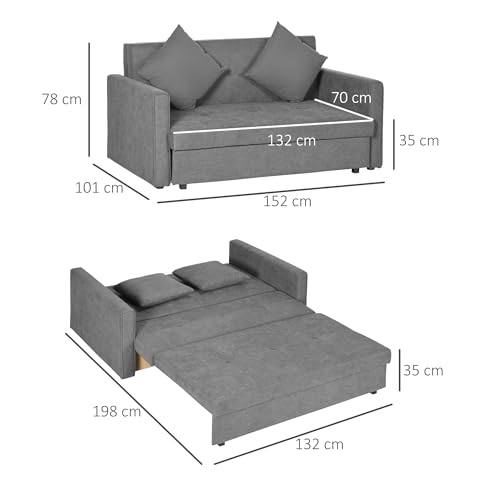 Modern 2-Seater Sofa Bed with Hidden Storage