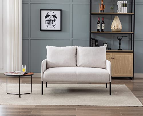 Beige Compact Modern 2-Seater Loveseat Sofa