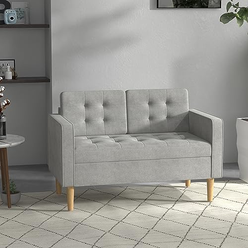 Modern 2-Seater Light Grey Sofa with Storage