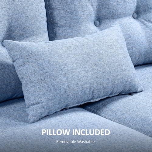 Light Blue Tufted 2-Seater Loveseat Sofa