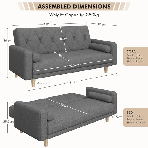Yaheetech Modern Convertible Sofa Bed - Dark Grey