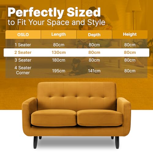 Elegant Mustard Yellow Velvet 2-Seater Sofa