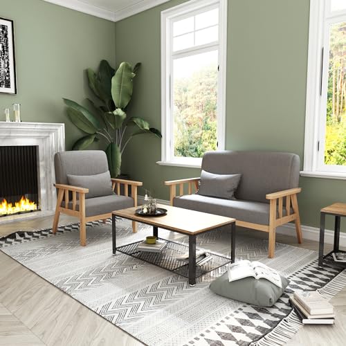 Mondeer Modern 2-Seater Sofa, Dark Grey Linen