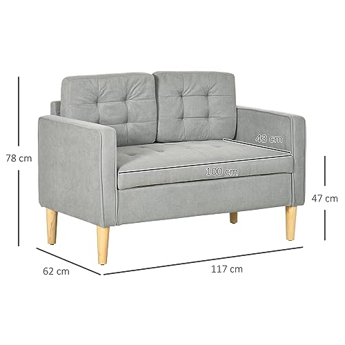 Modern 2-Seater Light Grey Sofa with Storage