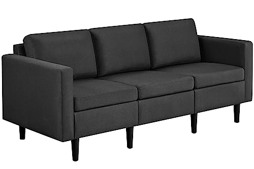 Modern Black 3-Seater Fabric Sofa Couch