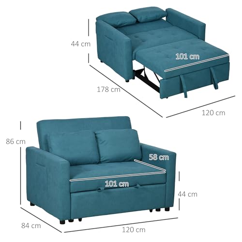 Modern 2-Seater Convertible Sofa Bed with Cushions