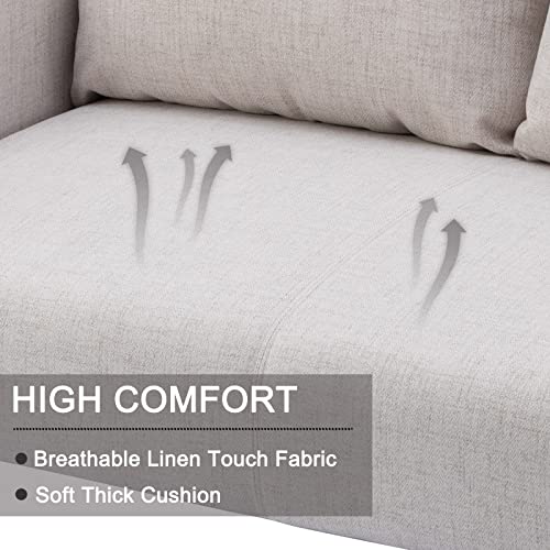 Beige Compact Modern 2-Seater Loveseat Sofa