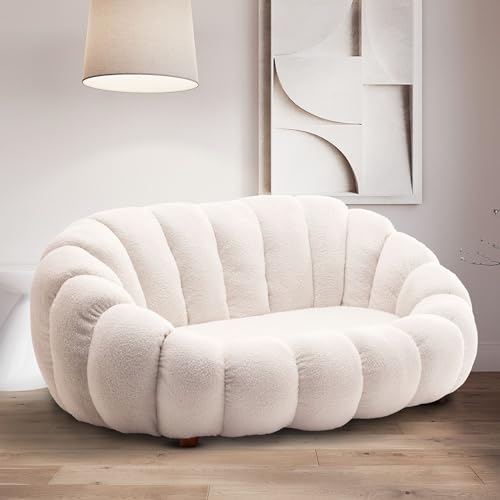 Cozy White Boucle 2-Seater Snuggle Sofa